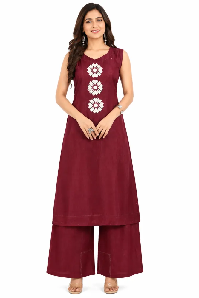 Vatican Fabric Floral Printed Kurta Palazzo Set for Women