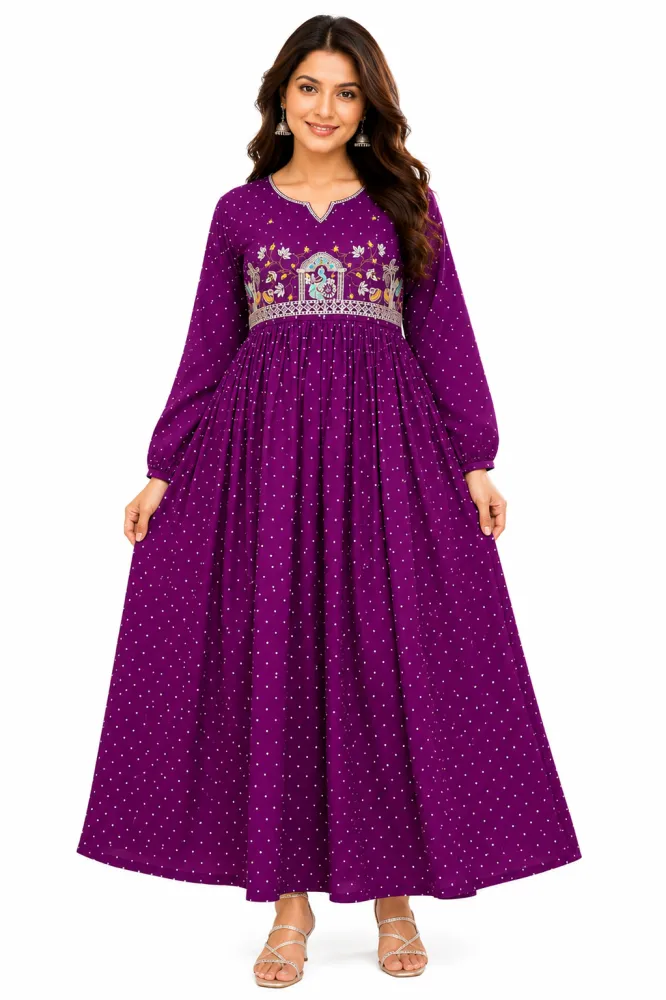 Purple Maternity Feeding Top for Women | Rayon Long Feeding Kurti