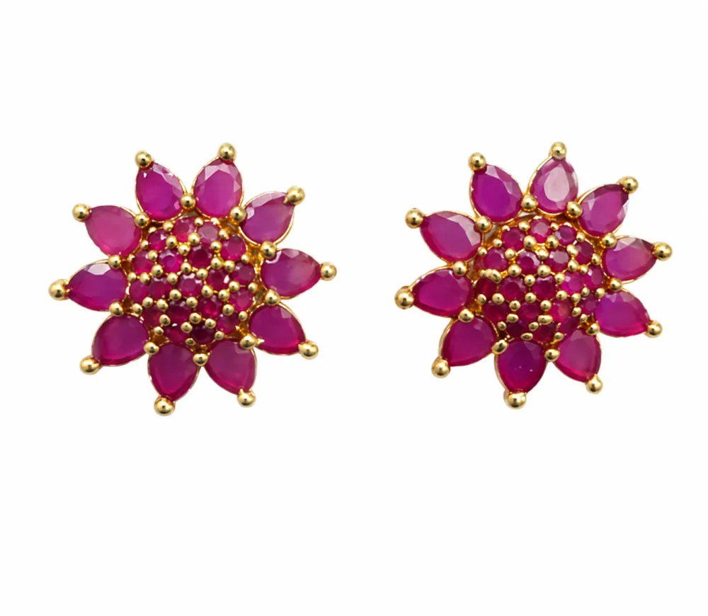Gold Plated Crystal Beaded Drop Earrings for Women & Girls