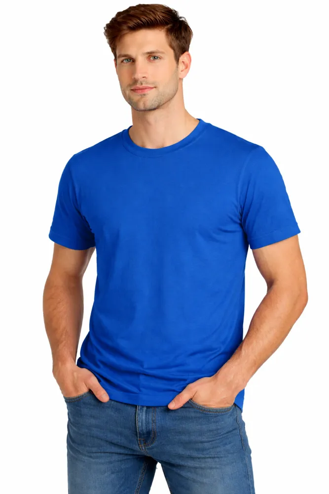 Royal Blue Unisex Plain Cotton Round Neck T-Shirt | Half Sleeve Casual Basic Tee