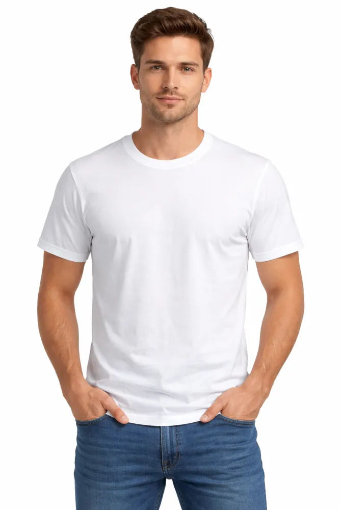 White Unisex Plain Cotton Round Neck T-Shirt | Half Sleeve Casual Basic Tee