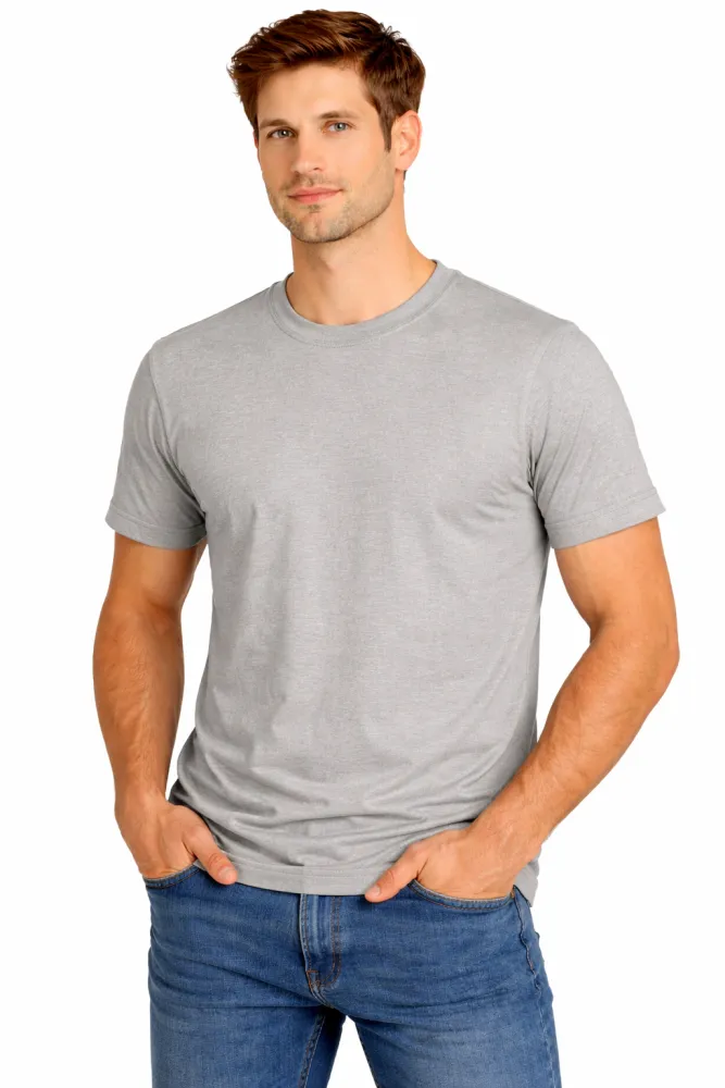 Grey Unisex Plain Cotton Round Neck T-Shirt | Half Sleeve Casual Basic Tee