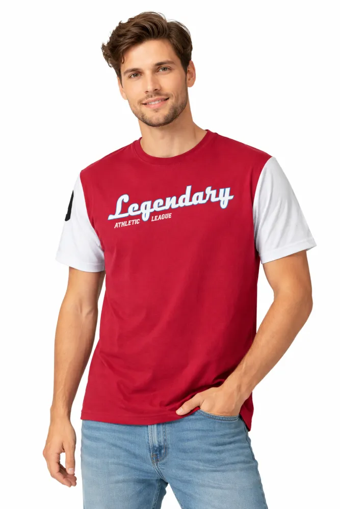 Legendary Athletic League Printed Unisex Cotton Round Neck T-Shirt | Maroon Half Sleeve Graphic Tee