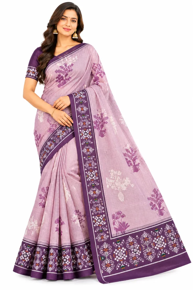 Kota Printed Saree with Floral Botanical Design