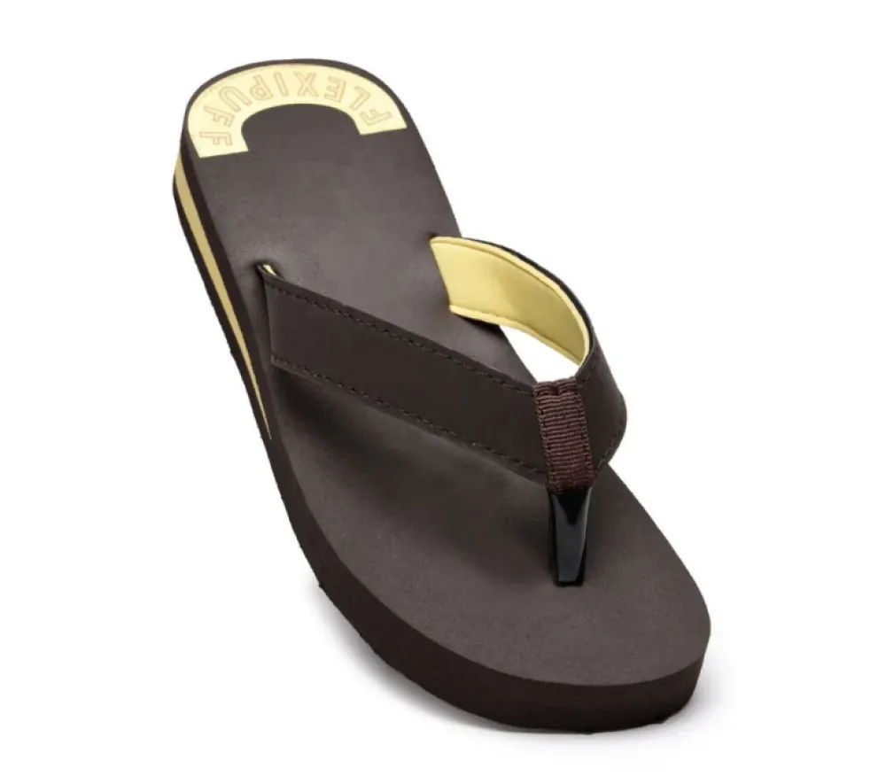 Unisex Brown Rubber Flip Flops for Men & Women