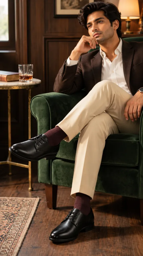 Black Faux Leather Formal Shoes for Men