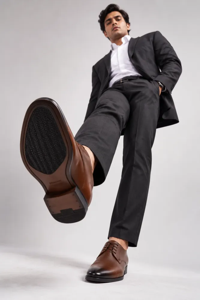 Men's Brown Faux Leather Lace-Up Formal Shoes