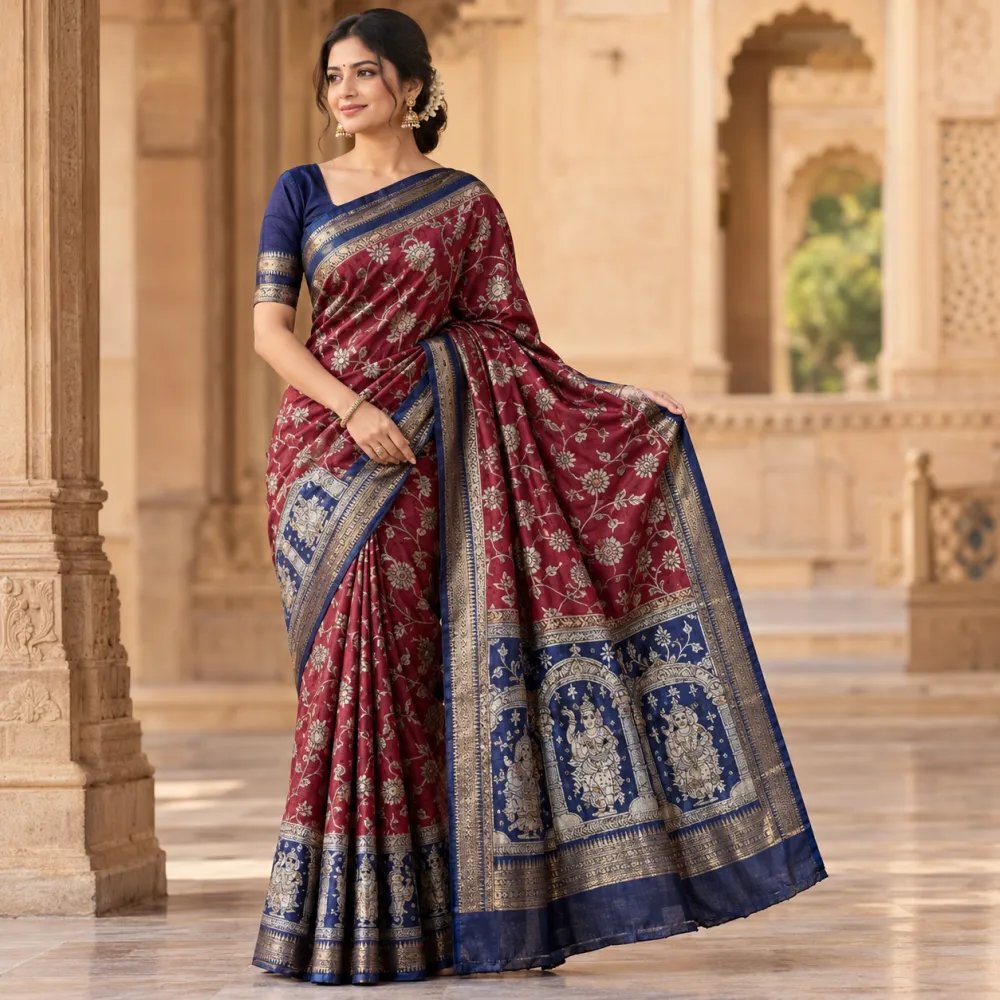 Red Silk Zari Border Saree for Weddings & Festive Wear