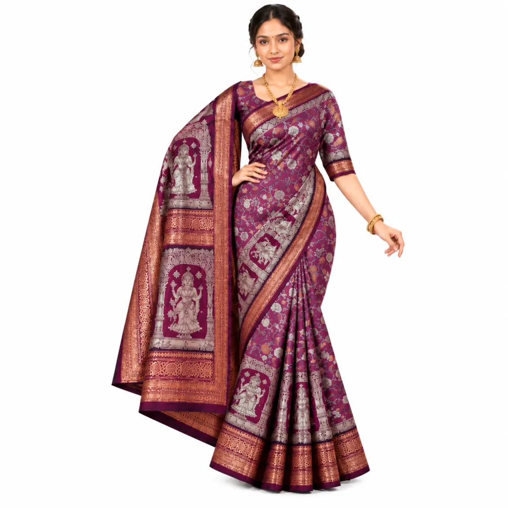 Purple Silk Zari Border Saree for Festive Wear