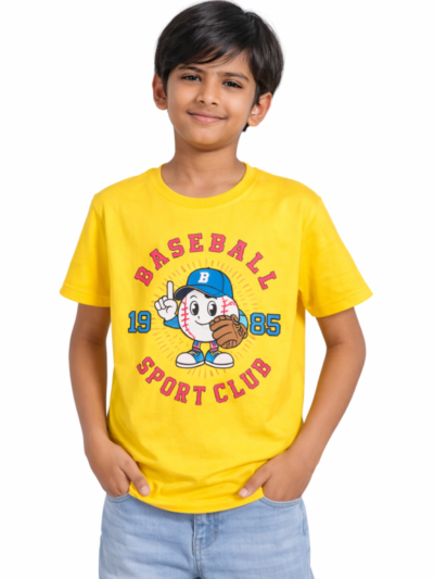 Shop by Category 16 Kids Baseball Sport Club T-Shirt yellow casual cotton T-shirt for boys with baseball graphic print