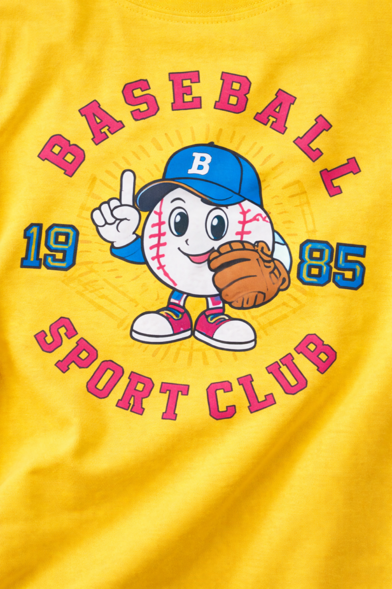 Kids Baseball Sport Club T-Shirt – Amazing 1985 Sports Design for Boys 4-10 Years 10 Kids Baseball Sport Club T-Shirt yellow casual cotton T-shirt for boys with baseball graphic print