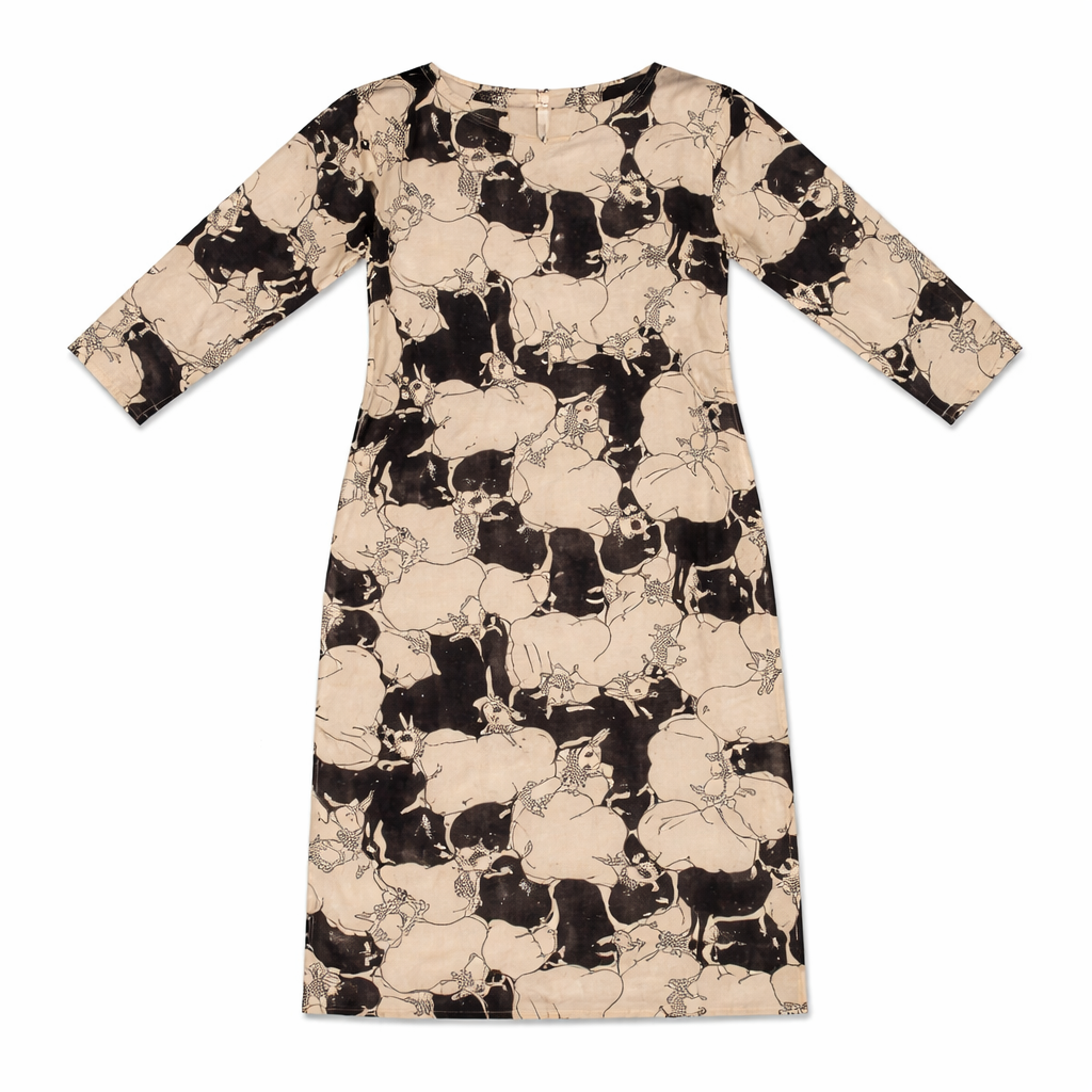 Black Cow Print Kalamkari Kurti – 4 Stunning Colors for Women XL XXL | Premium Daily Wear Cotton Top 8 Black Cow Print Kalamkari Kurti