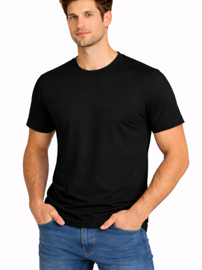 Shop by Category 17 Black Unisex Cotton T Shirt with classic plain design for men and women